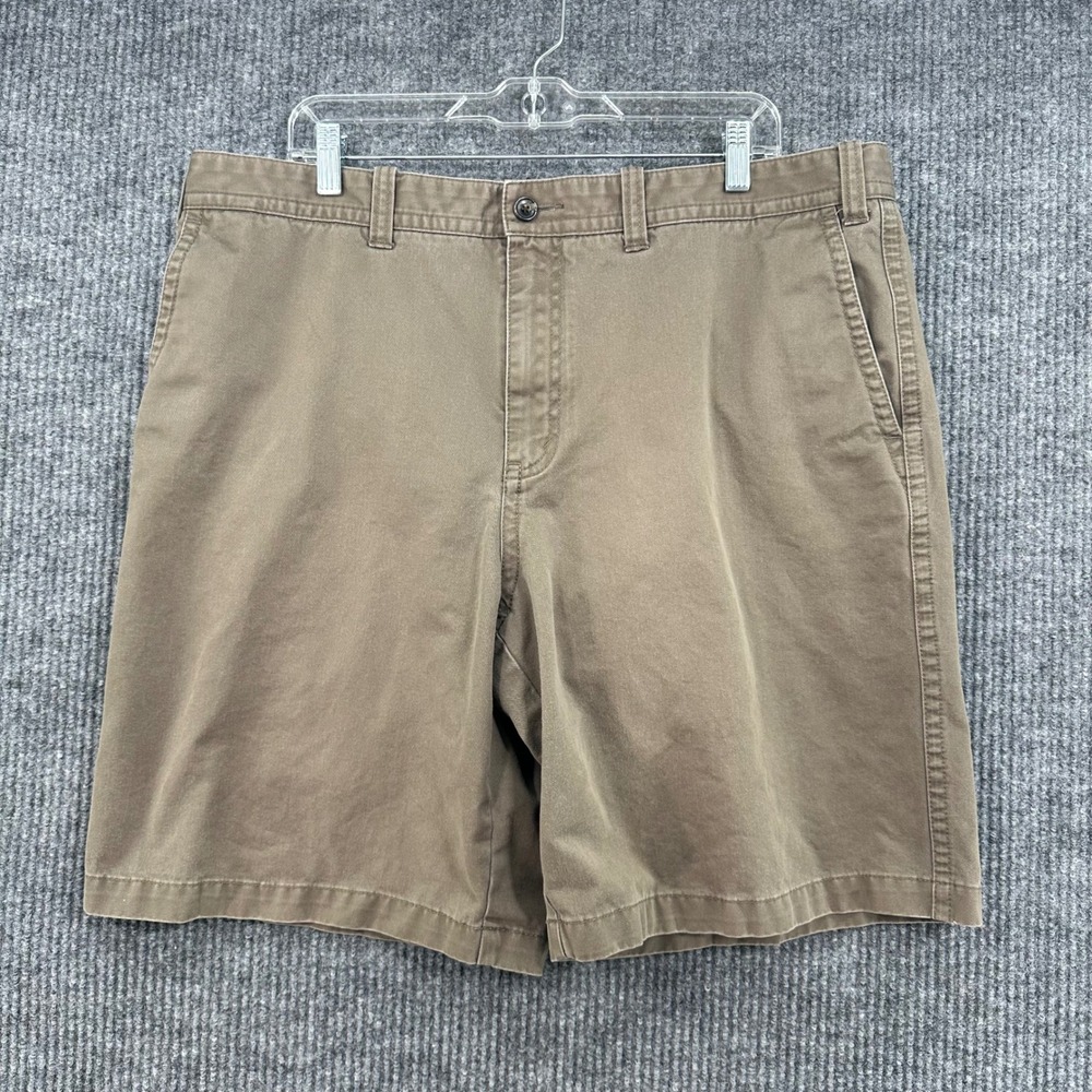 Eddie Bauer Chino Shorts Mens 38 Brown Excellent Flat Front Cotton Twill